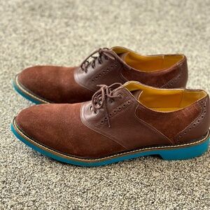 Cole Haan Brown Leather Great Jones Saddle Derby Blue Sole Mens Size 12M Shoes